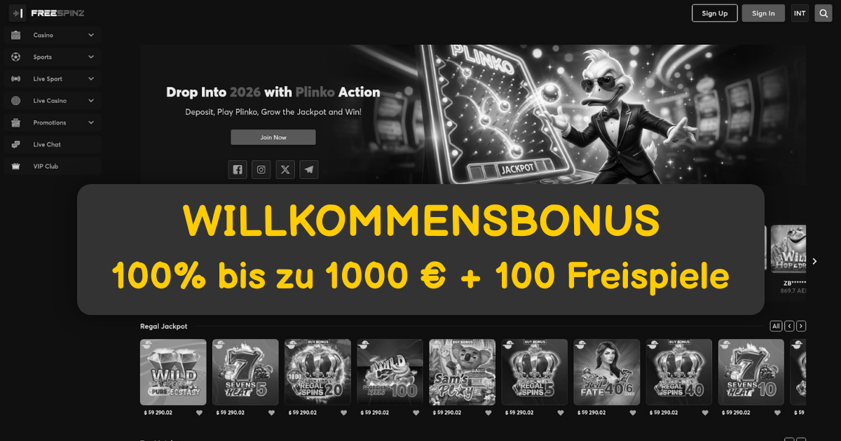 Freespinz Casino welcome bonus